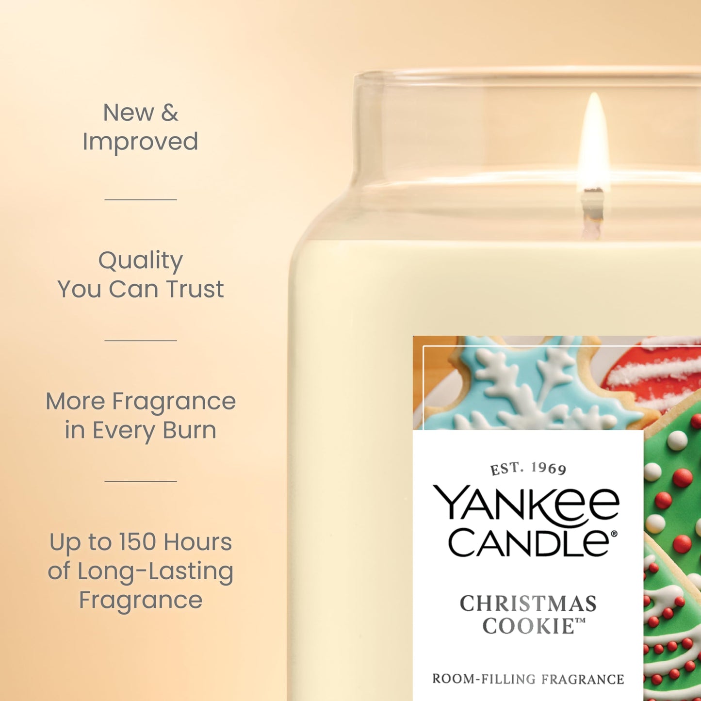 Yankee Candle Christmas Cookie Scented Candle, 22oz Large Jar with up to 150 Hour Burn Time, Giftable