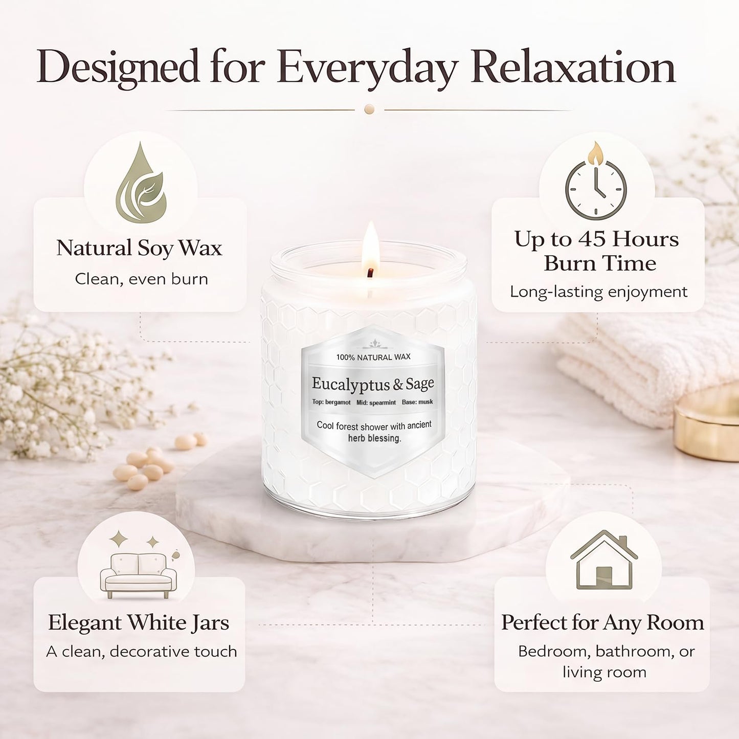 Scented Candles Gift Set for Women, 6 Pack Aromatherapy Soy Candles for Home, Long Lasting Decorative Jar Candles for Birthday, Relaxation, Self Care