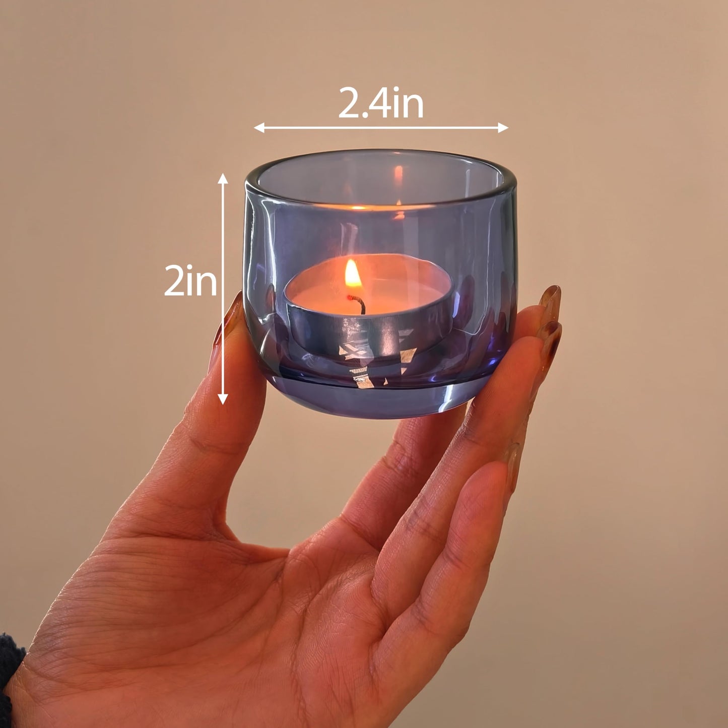 Gurfuy Glass Tealight Candle Holders 6 Set - Votive Candle Holder for Festival Wedding Propose Parties Holiday Table Centerpiece Shelf Decoration Fall Home Decor Blue