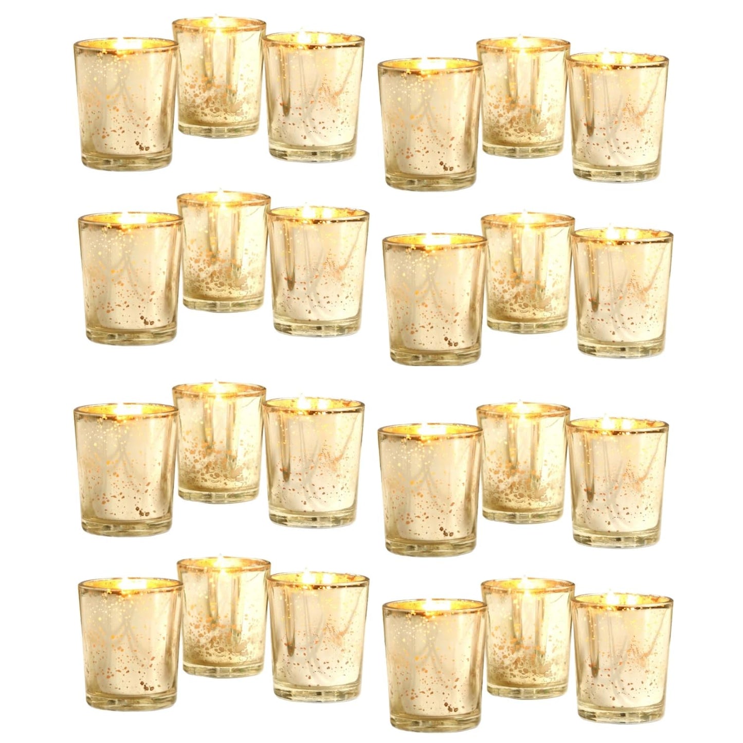 Hosley Set of 24 Gold Mercury Filled Glass Votive Candles. Ideal Gift for Weddings, Bridal Showers, Parties, Home Decor, and Special Events