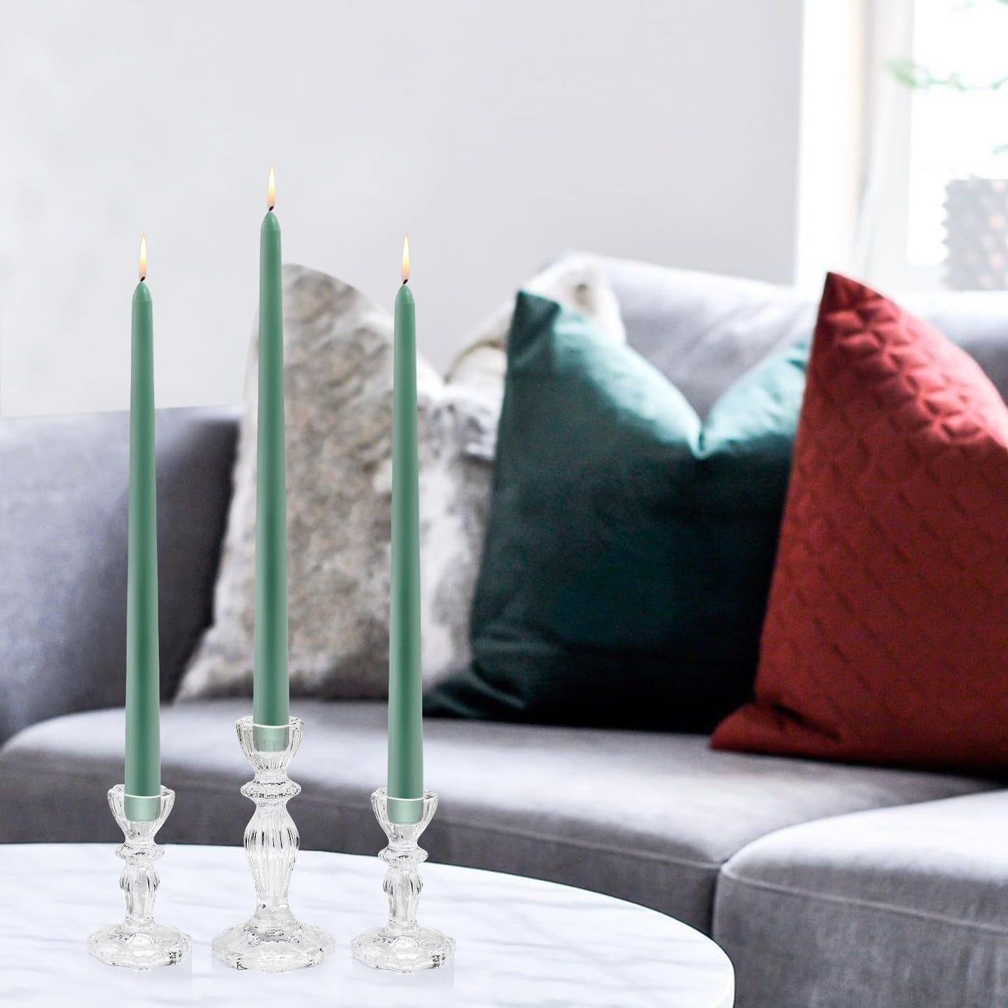 CHOCSTAY Glass Candlestick Holders Set of 3, Clear Candle Holder Taper Candle Holders for Candlesticks, Table Centerpiece, Home Decor,Wedding, Birthday, Party, Christmas