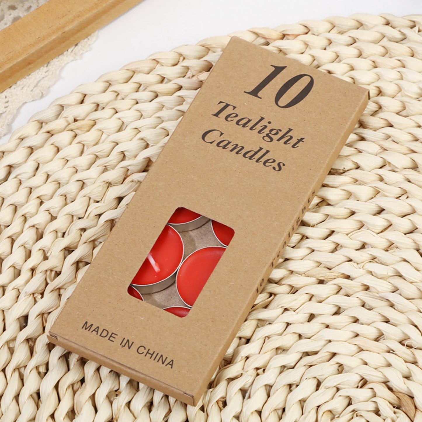 Tea Candles Wedding 10 Pack Party and Home Decoration Votive Parties Tealight Small Wishing Bulk with 1.5-2 Hours Extended Burn Time Mini for Birthday Emergency Family (Red)