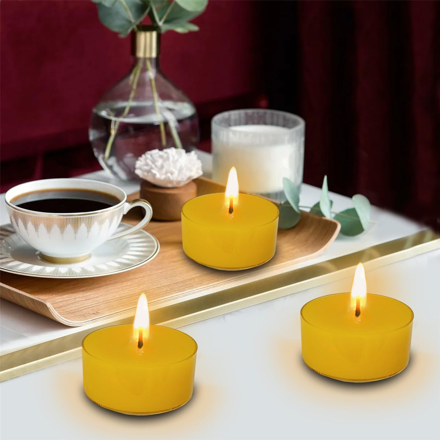 Gedengni Candlesticks Scented Tealight Candles,24pcs Round Tea Light Candles Natural Scent Wax Tealight Candle Smokeless Candle Stciks for Spa Home Decor Party Women Gifts (T01-24S-RD)