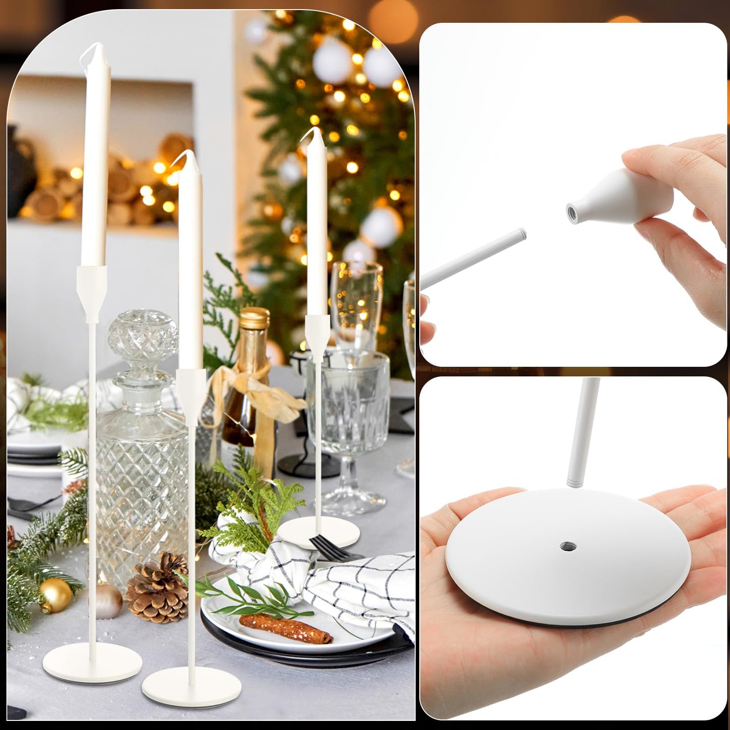 Set of 18 Tall Candlestick Holders Thin Metal Taper Candle Holders for Table Centerpiece Modern Decorative Pillar Candle Sticks Stand for Home Wedding Christmas Decoration(White)
