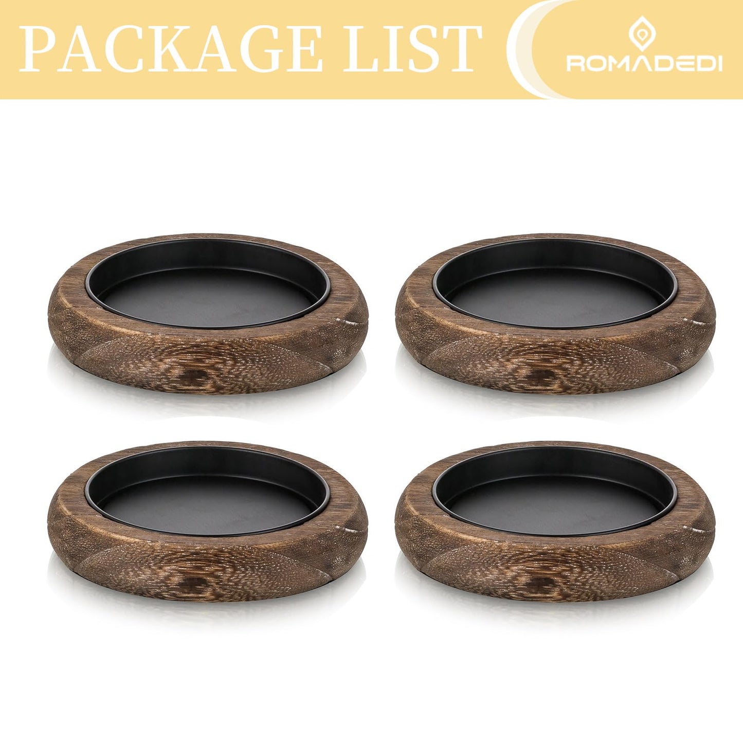 Romadedi Wood Candle Holder Farmhouse Decor - Pillar Candle Holders for Table Centerpiece Small Tray Riser Set of 4 Round Wooden Plate Pedestal Stand for Coffee Table Home Living Room, Brown