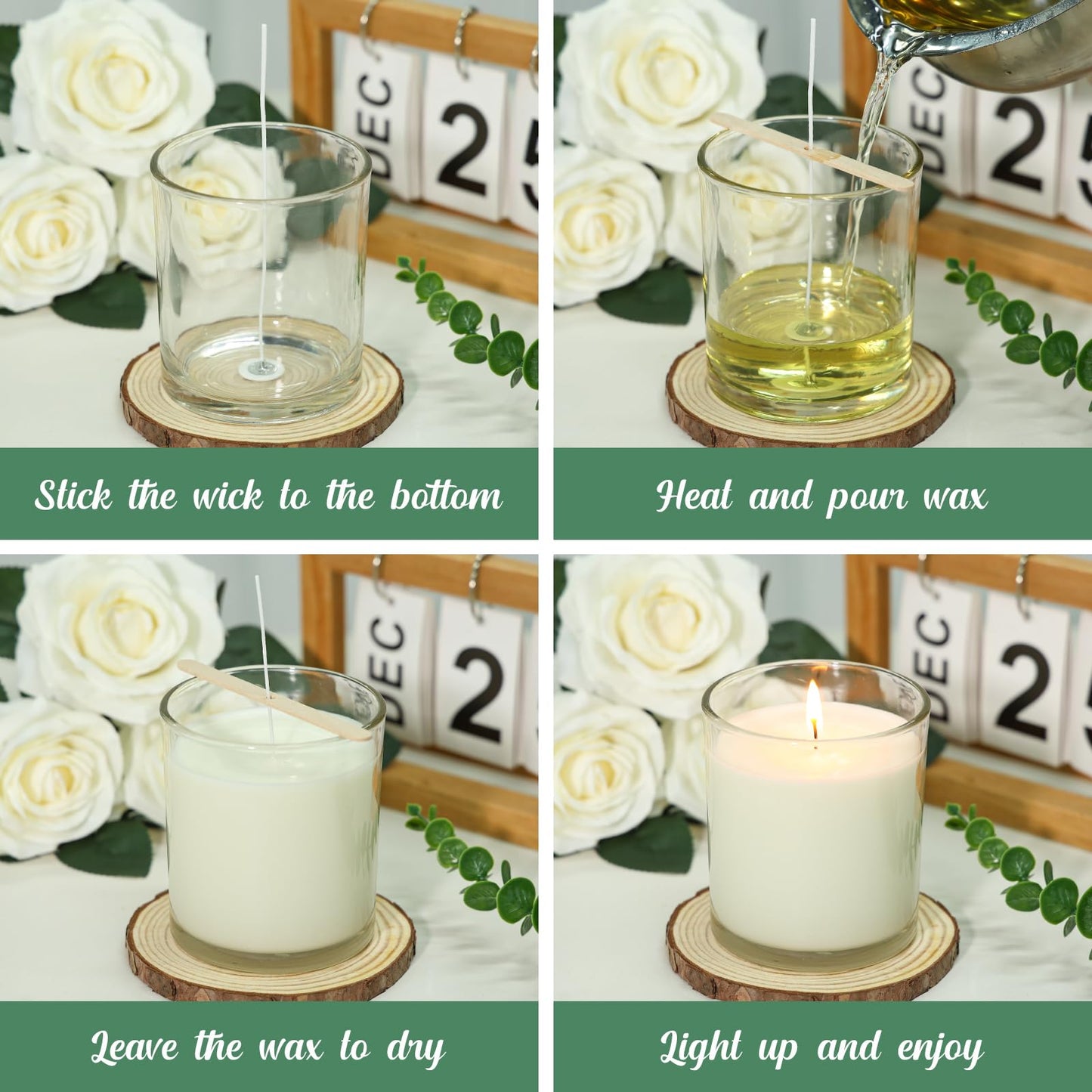 SUPMIND 20 Pack 14 fl.oz Glass Candle Jars - Clear Empty Candle Vassels with Bamboo Lids, Bulk Containers Jars for Making Candles 12 14 fl.oz