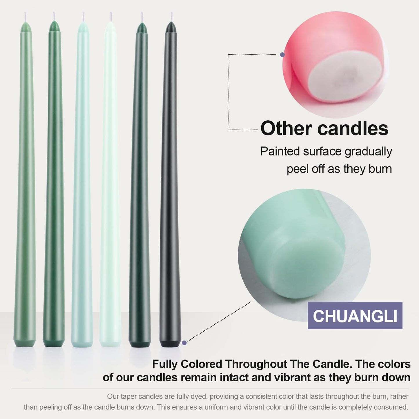 12 Inch Taper Candles Set of 6 Unscented Long Burning Smokeless Long Tall Tapered Candles for Candlesticks Sticks Wedding Home Christmas Decor Dinner