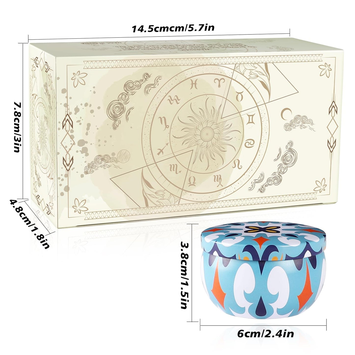 2 Pack 2.2-Ounce Scented Jar Candles - Victoria Style - Perfect for Travel, Yoga, Bathing- Vibrant Colorful Iron Can Jars Candles(Lavende& Peppermint)