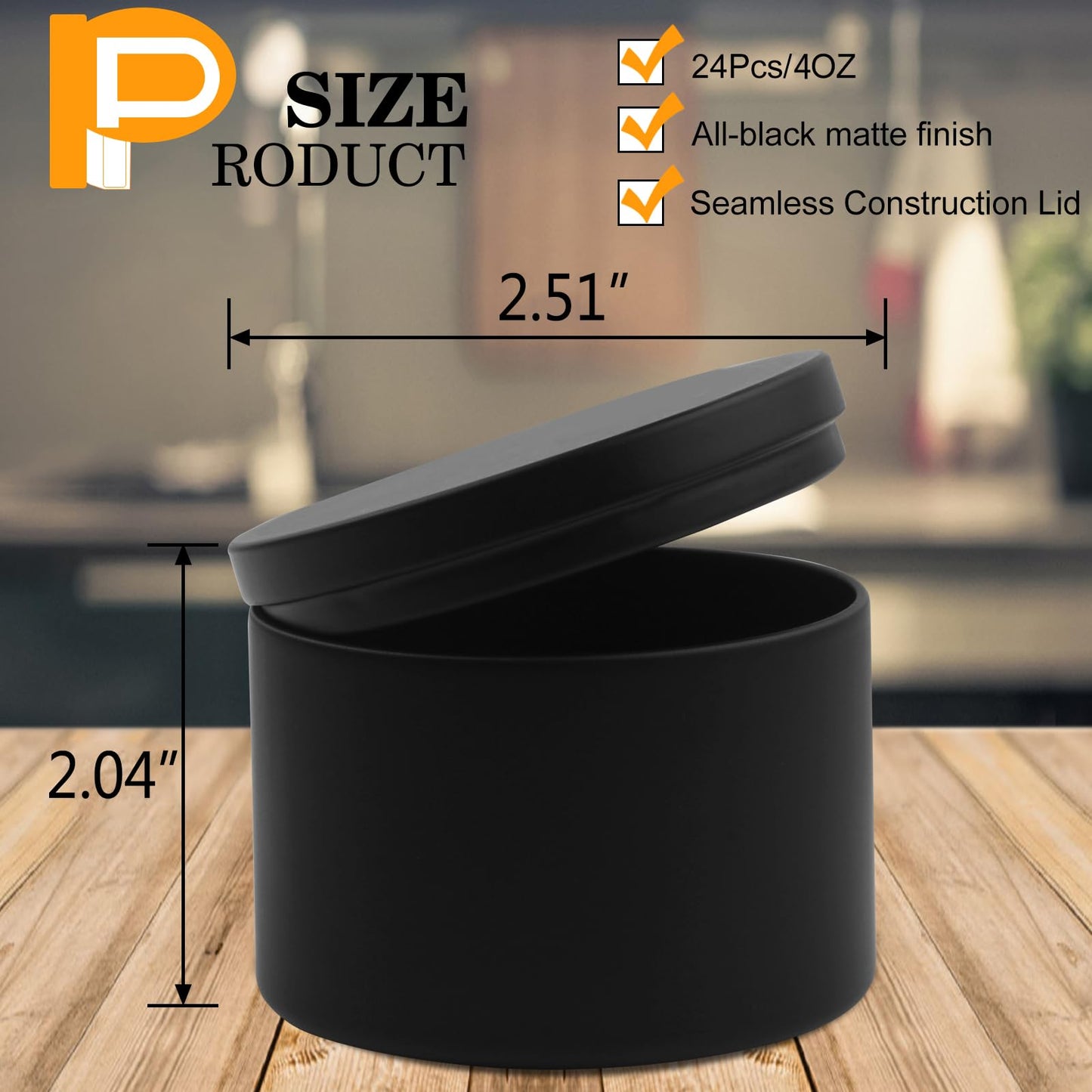 BBAXI 4 oz Black Candle Tins 24 Pcs, Black Empty Candle Tin with Lids for DIY Candles Making, Matte Full Black Candle Jars for Candle Making