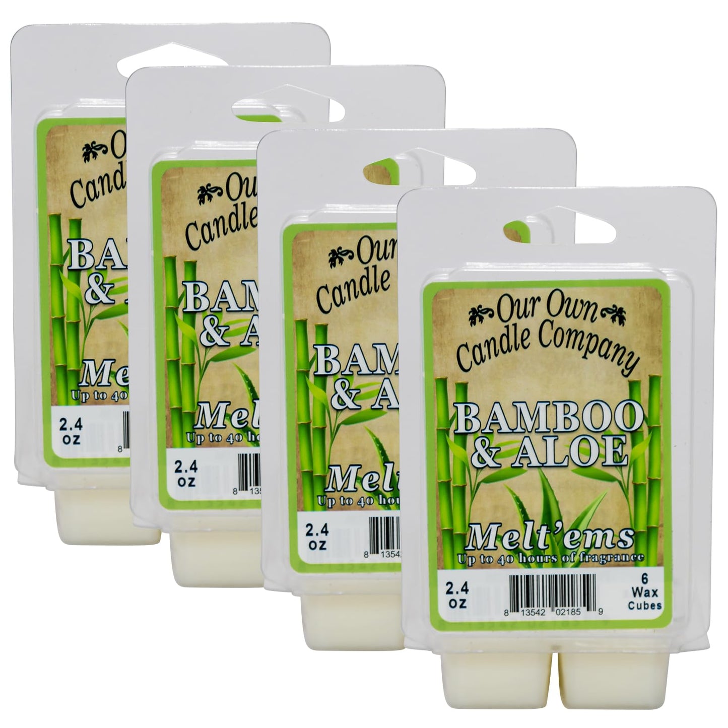 Our Own Candle Company Premium Wax Melt, Bamboo & Aloe Scent, Handmade in The USA, 24 Cubes (4 Pack, 9.6oz Total)