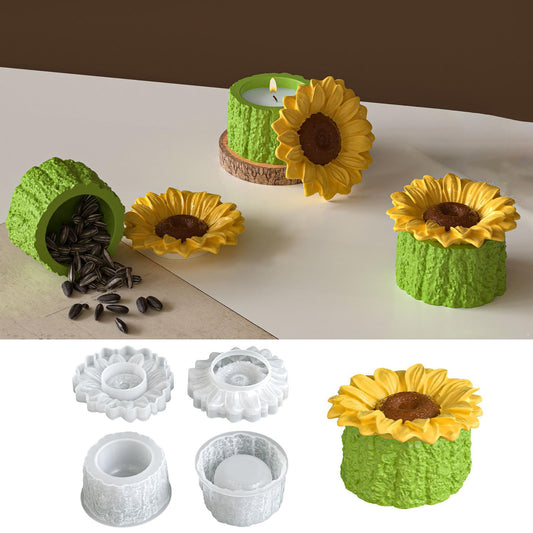 Sunflower Box Cylinder Candle & Resin Mold - Resin Casting Silicone Molds for Home Decor & Candle Making Wave Spiral Mold