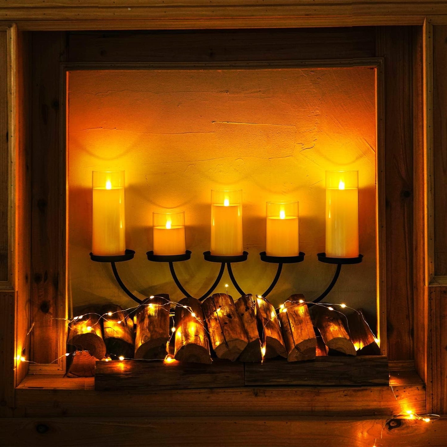 Homemory Pure White Flickering Flameless Candles, Battery Operated Acrylic LED Pillar Candles with Remote Control and Timer, Set of 9