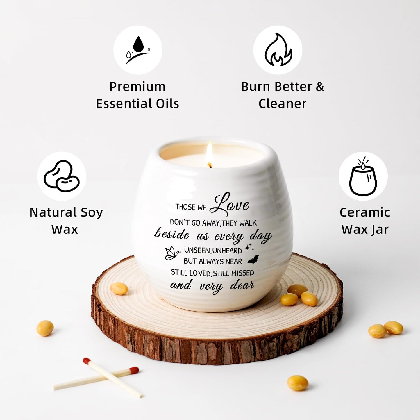 Sympathy Gifts for Loss of Loved One, Sympathy Candle 10Oz Celebration of Life Decorations, Memorial Gifts for Loss of Mom Dad,Bereavement Gift Condolences Gift, Remembrance Candle in Handmade Jar