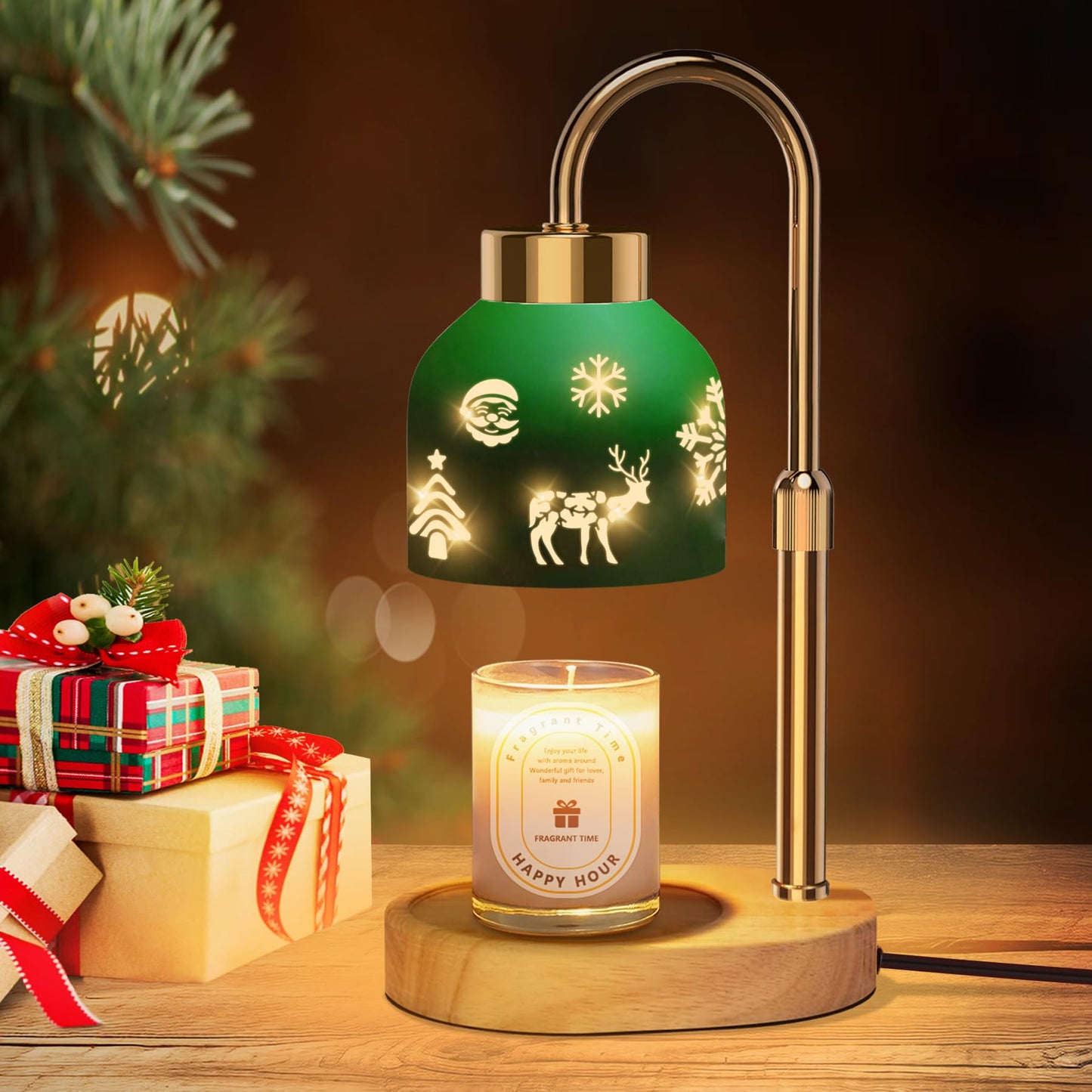 Lukasa, Christmas Candle Warmer Lamp, with Timer and Dimmer, Adjustable Height Candle Lamp, Wax Melt Warmer for Scented Jar Candles, for Women Mom Girls Teens Adults