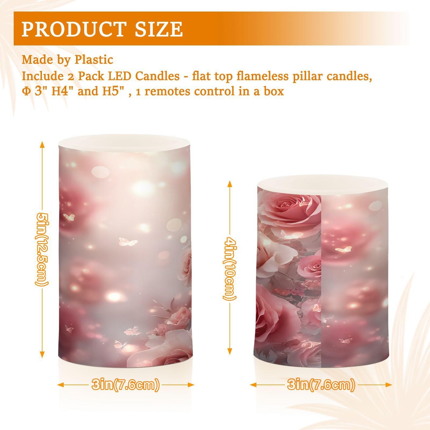 ALAZA 3D Pink Roses Flickering Flameless Candles Battery Operated with Remote Timer,Tea Light Candles LED Pillar Votive Candles Set of 2 for Outdoor Indoor Decorations