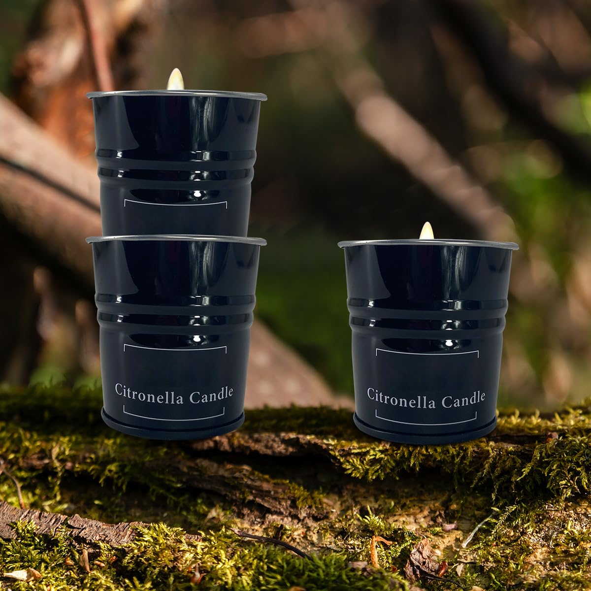 Tengyukenny 9 Pack Black Small Outdoor Citronella Candles, 1.8oz, Strong Lemongrass, Repel Scented, Soy, Non-Toxic, for Patio, Camping, Indoor
