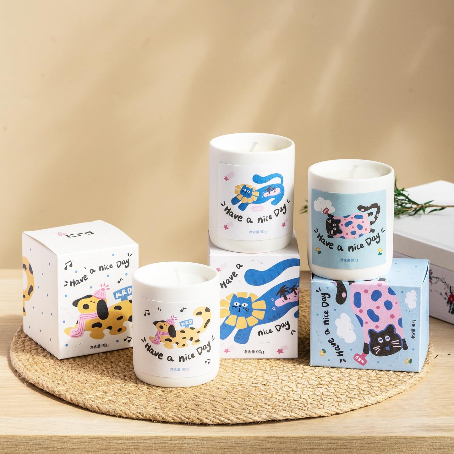 KRD Pet Lover Gifts for Women, 3 Pack Strong Scented Candles Set, 3x3.2oz 60H Burn, Fresh Pet Odor Eliminator for Home Bathroom