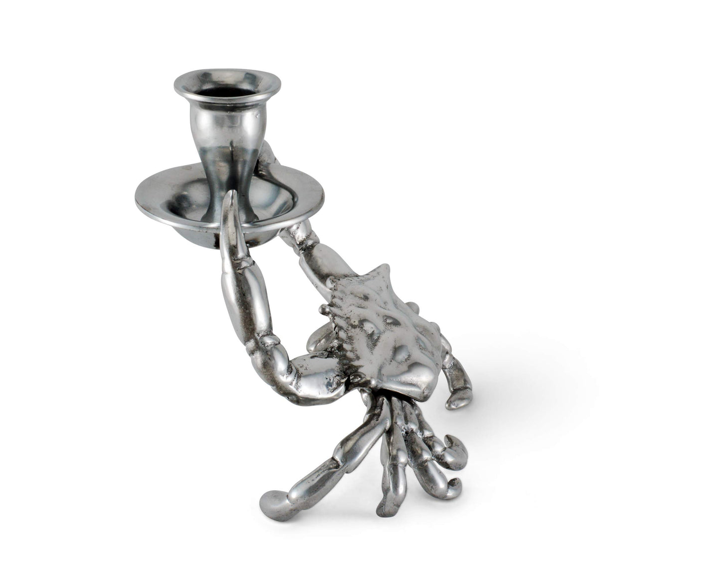 Arthur Court Aluminum Metal Crab Candle Holders/Candlestick - Perfect for Outdoor Table or Ocean/sea décor Quality Durable Silver Metal 5.5 inch Tall