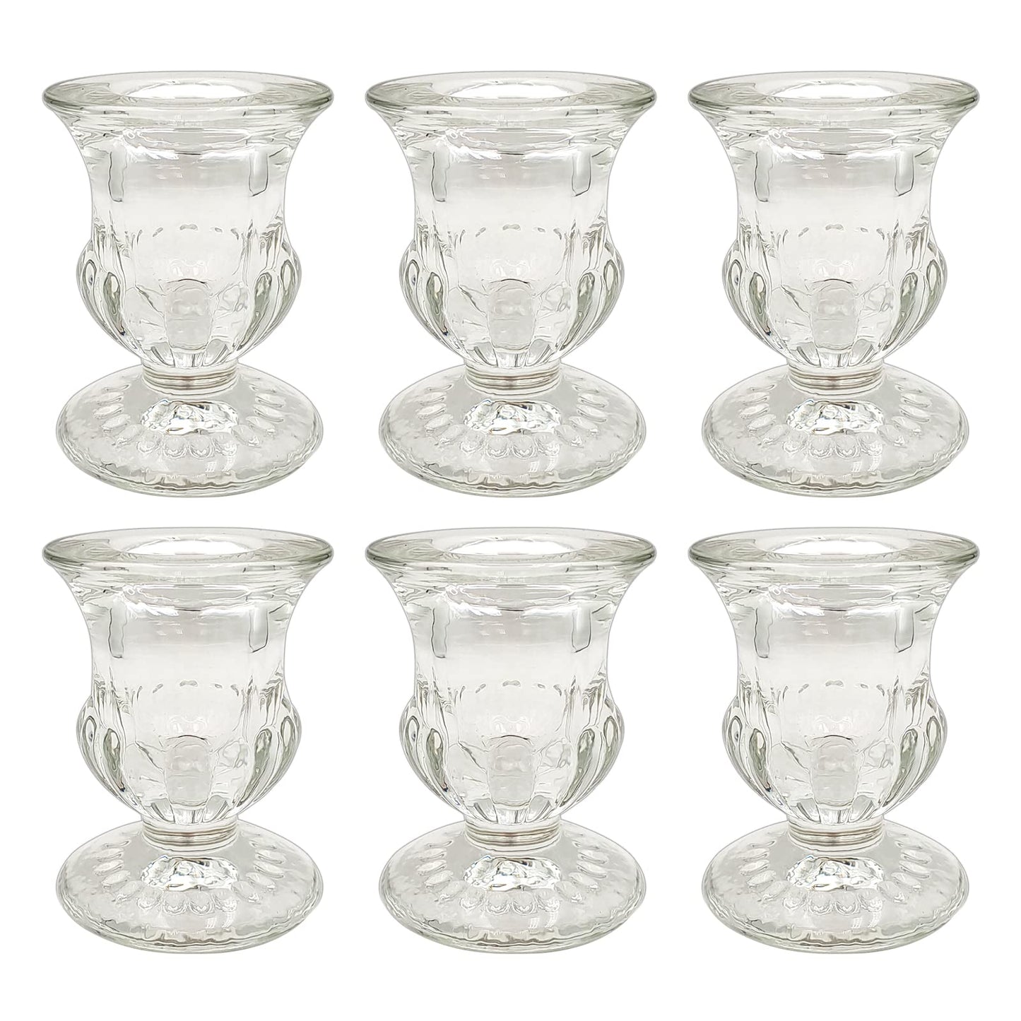 6 PCS Glass Candlestick Holders, Taper Candle Holders for Taper Candles Small Table Centerpiece Decor, Thick Glass Candle Holders for Rustic Wedding Centerpieces, Party Supplies