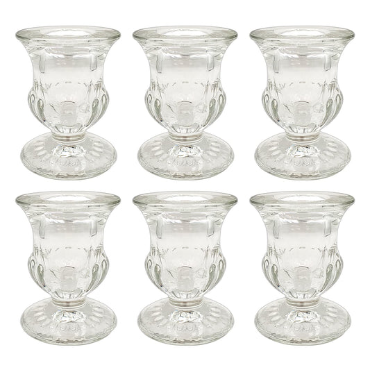 6 PCS Glass Candlestick Holders, Taper Candle Holders for Taper Candles Small Table Centerpiece Decor, Thick Glass Candle Holders for Rustic Wedding Centerpieces, Party Supplies