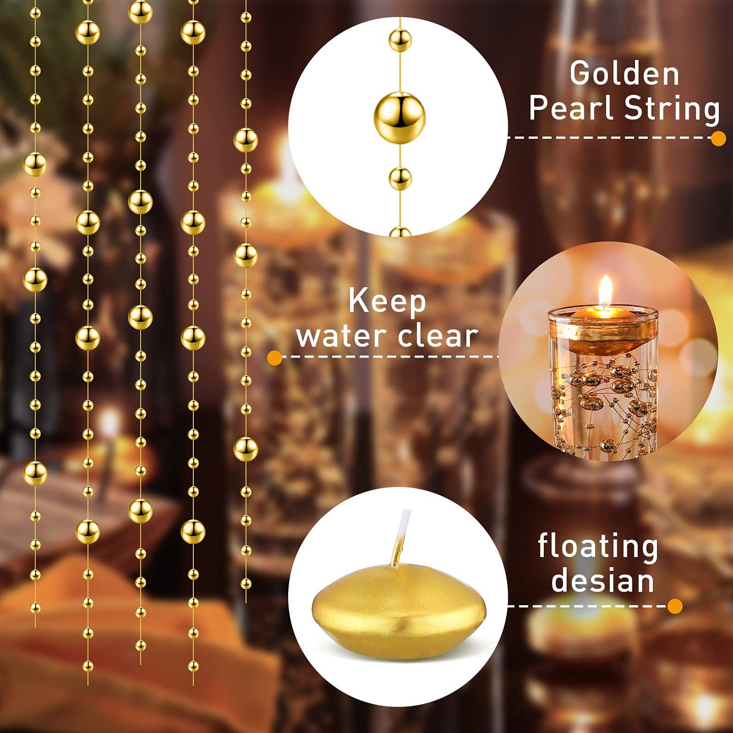 Nuanchu 20 Pcs Mini Floating Candles Small Floating Unscented Candles Round Tea Lights Disc Smooth Wax for Pool Bathtub Dinner Wedding Home Favors(0.7 x 1.4 in,Gold)