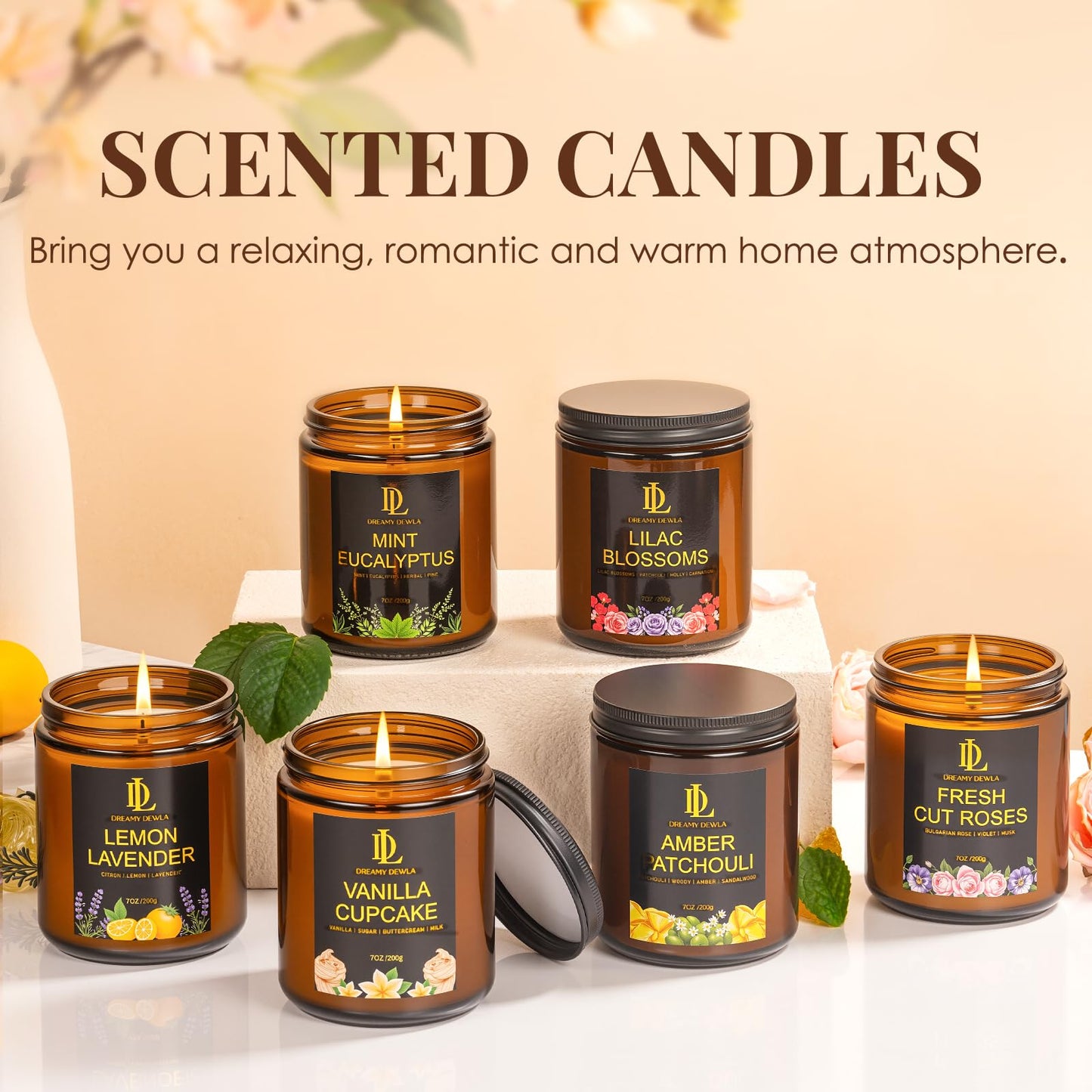 Mint Eucalyptus Candles, Mint Eucalyptus Scented Candle, Mother's Day Candle Gifts for Women, Soy Candles for Home Scented, 7oz 50 Hours Burn