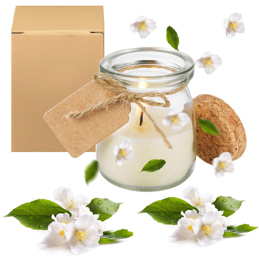 MTLEE 25 Pcs Wedding Jar Candles for Guests Wedding Candle Gift Natural Wax Candles with DIY Tag Cards for Bridesmaid Baby Shower Party Favors Home Supply Decor, Scents of Jasmine