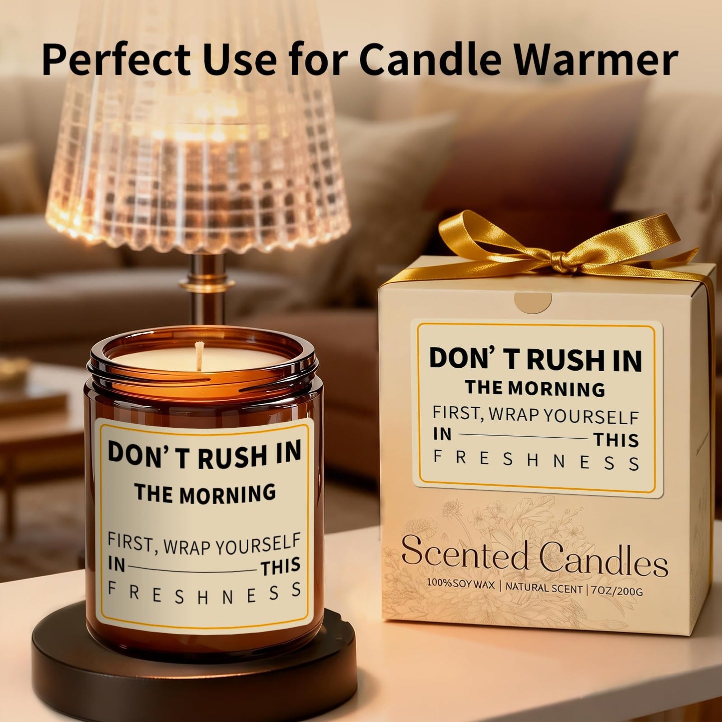 Morning Orange Scented Candle - Don't Rush on Morning - Fresh Morning Candles for Women Men, 7oz Soy Candles for Home Scented - Energy Aromatherapy Candle for Relaxation Mothers Day Gifts for Mom