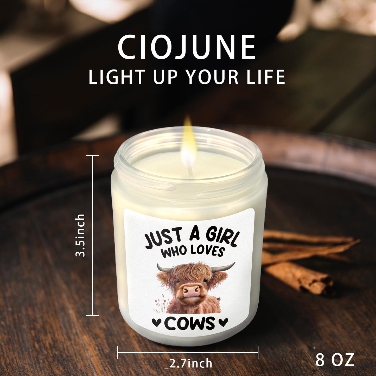CIOJUNE Highland Cow Candle, Cow Gifts for Women Girls Cows Lovers, Just a Girl Who Loves Cows Lavender Candle, Highland Cow Scented Candles for Home