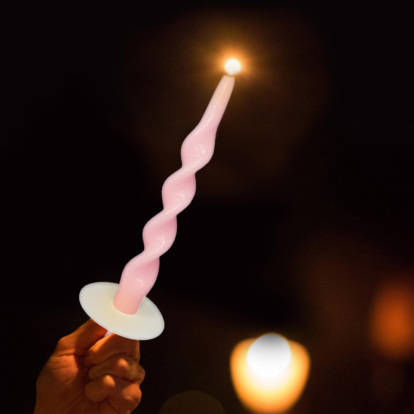 XINAOBAOLUO Spiral Taper Candles Twisted Candlesticks Tall Pink Odorless Candle Sticks with Candle Drip Tray for Home Decoration Holiday Wedding Party