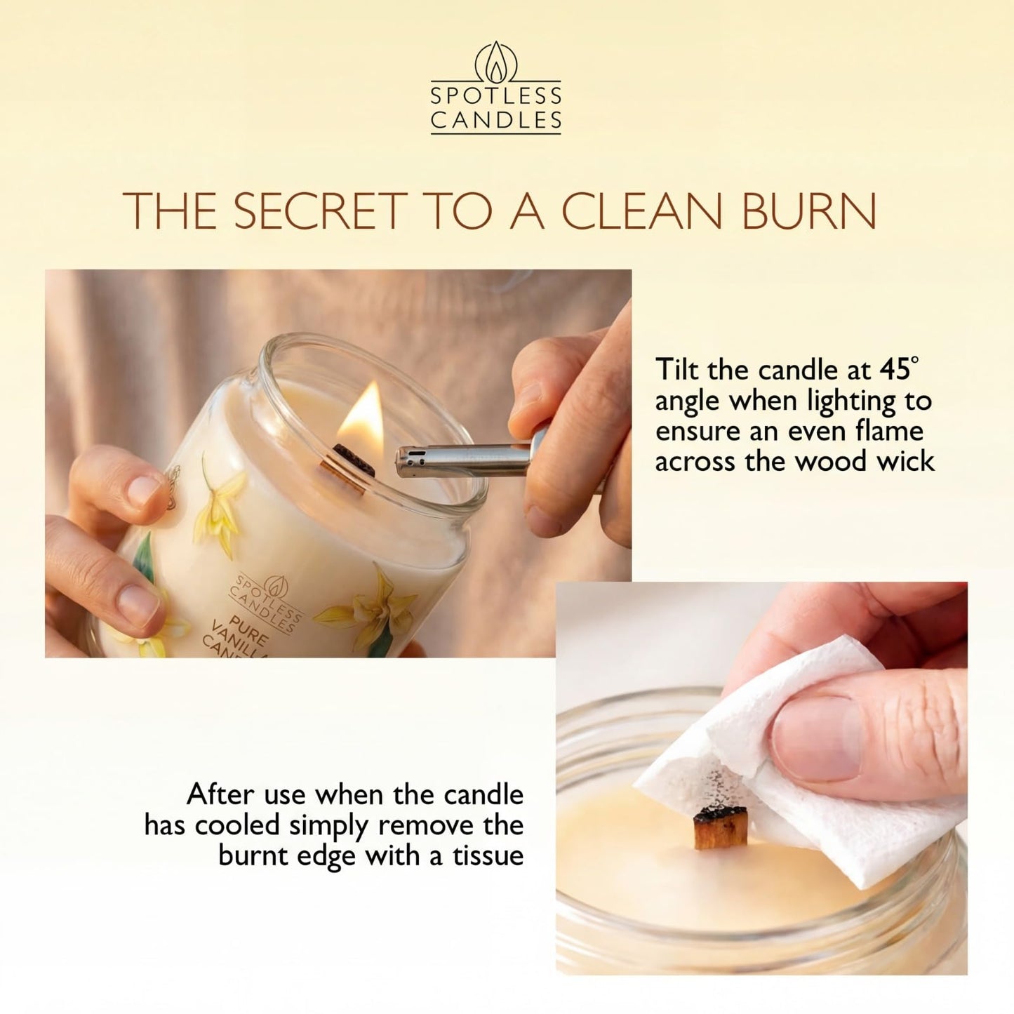 Vanilla Candle 22oz: 130 Hour Burn, Large Jar Scented Soy Wax Candle, Wooden Wick, Warm Vanilla Sugar, Luxury Gift Box, Home Decor by Spotless Candles