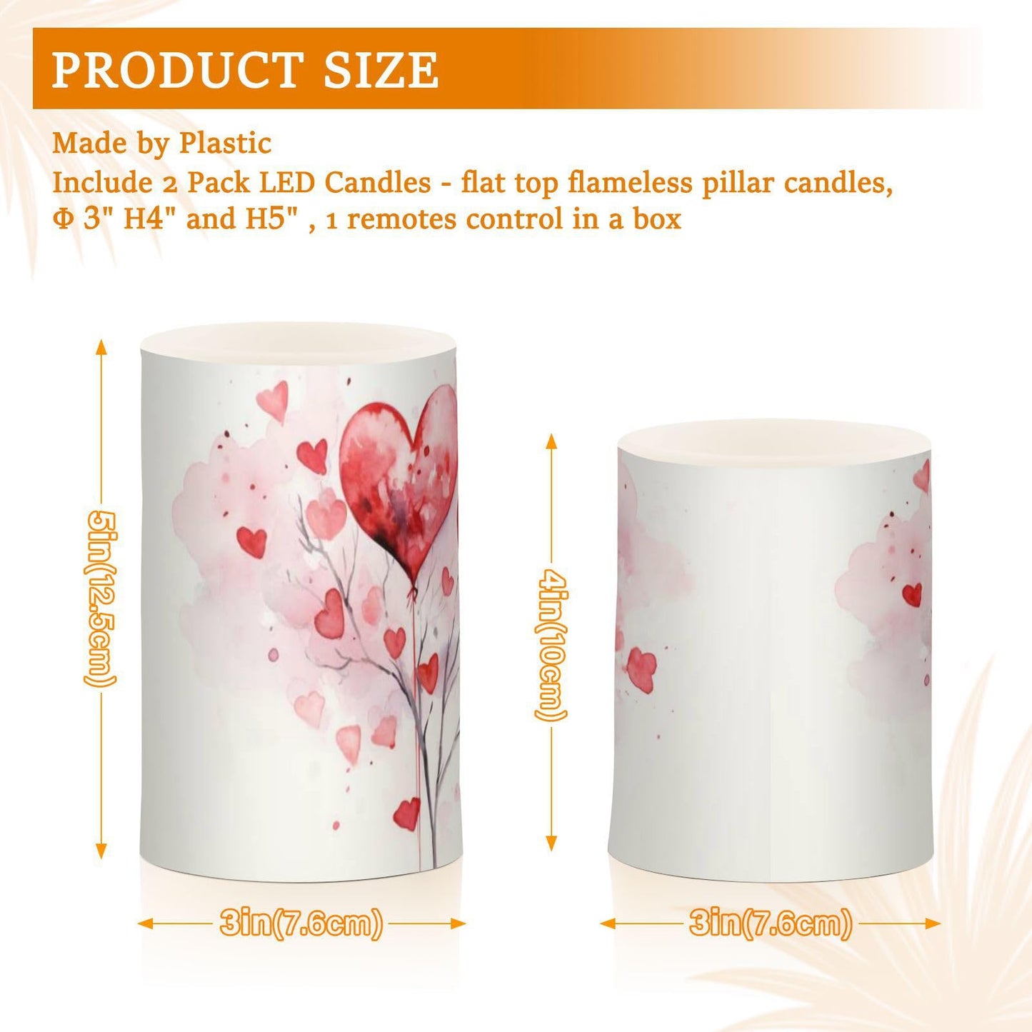 ALAZA Pink Hearts Flickering Flameless Candles Battery Operated with Remote Timer,Tea Light Candles LED Pillar Votive Candles Set of 2