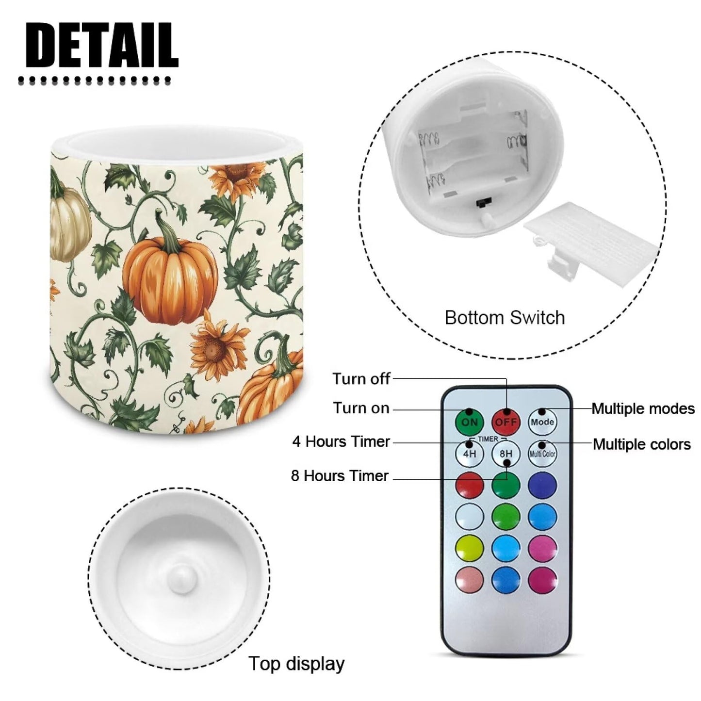 Cozeyat Pumpkin Leaf Office Desk LED Candles Set of 4 Battery Powered Flameless with Remote Timer Flickering Flame Waterproof for Home Patio Garden Decoration