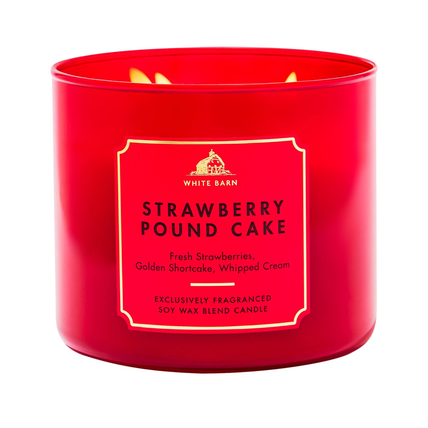 Bath & Body Works Strawberry Pound Cake 3-Wick Candle - Scented Candle for At-Home Use - Long-Lasting, Room-Filling Fragrance - High Fragrance Oil Concentration - Soy Wax Blend