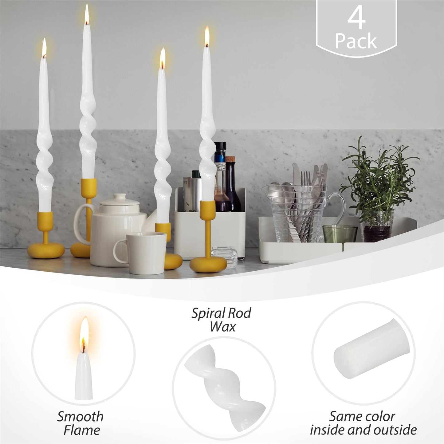 8pcs Short Taper Candle Spiral Candles,Gedengni White Candle Sticks Beige Twisted Candlesticks Swirl Tapered Candles for Home Décor Dinner Weddings Holiday Women Gifts