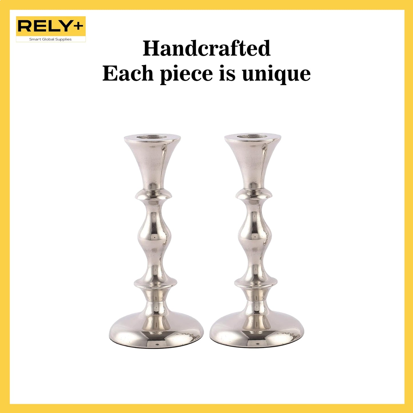 Rely+ Silver Candle Holders Set of 2 Decorative Centerpiece Table Candlesticks Holders for Taper Candles Home Decor Easter Candle Holders for Dinner Party Wedding Decorations