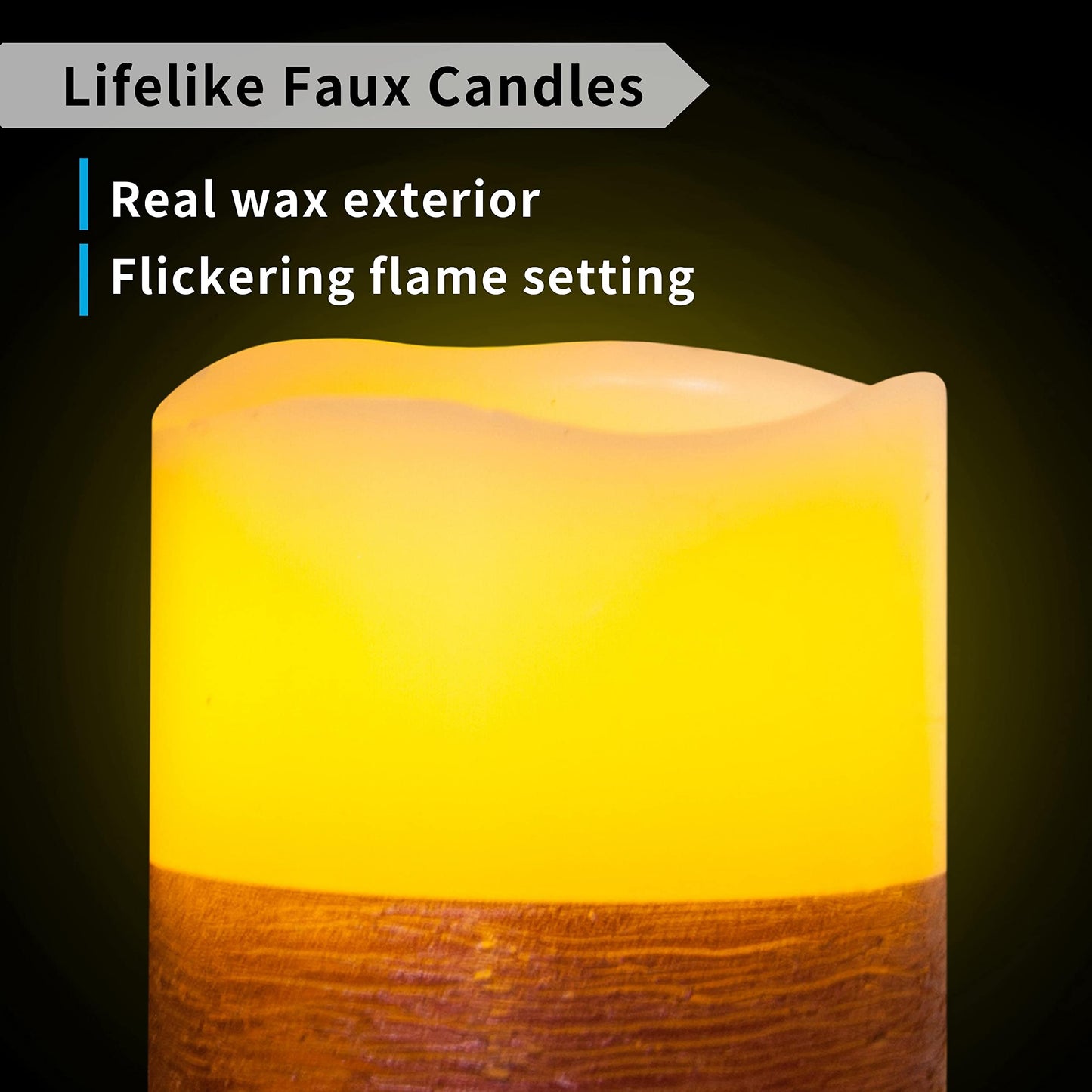 FURORA LIGHTING Red Trim Flameless Candles - Real Wax, Adjustable Brightness, Remote & Timer - 4 Pillars (3x4, 3x6) and 4 Votives, 8-Pack, Battery Operated