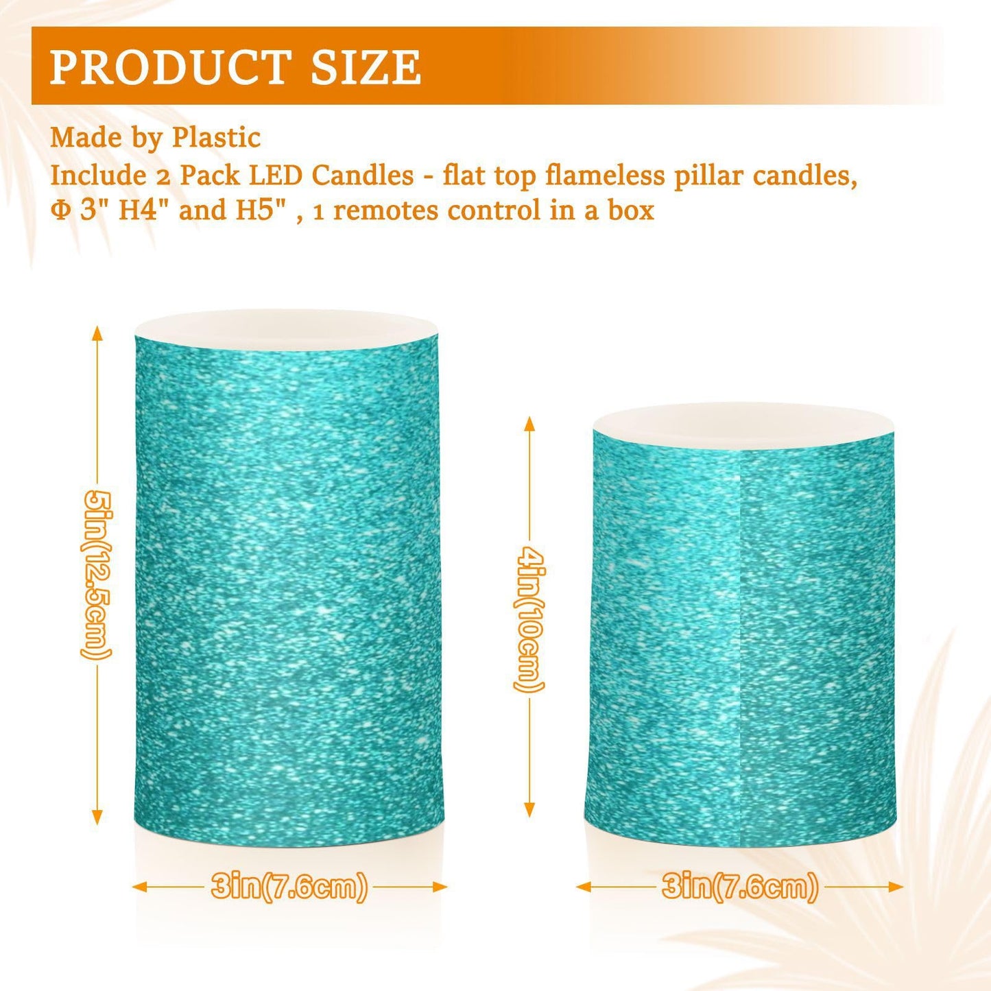 Flameless Candles Battery Operated Teal Turquoise Glitter Flickering Led Pillar Candles With Remote Control Blue Texture Print Colour Changing Warm Light Candles For Wedding Halloween Christmas