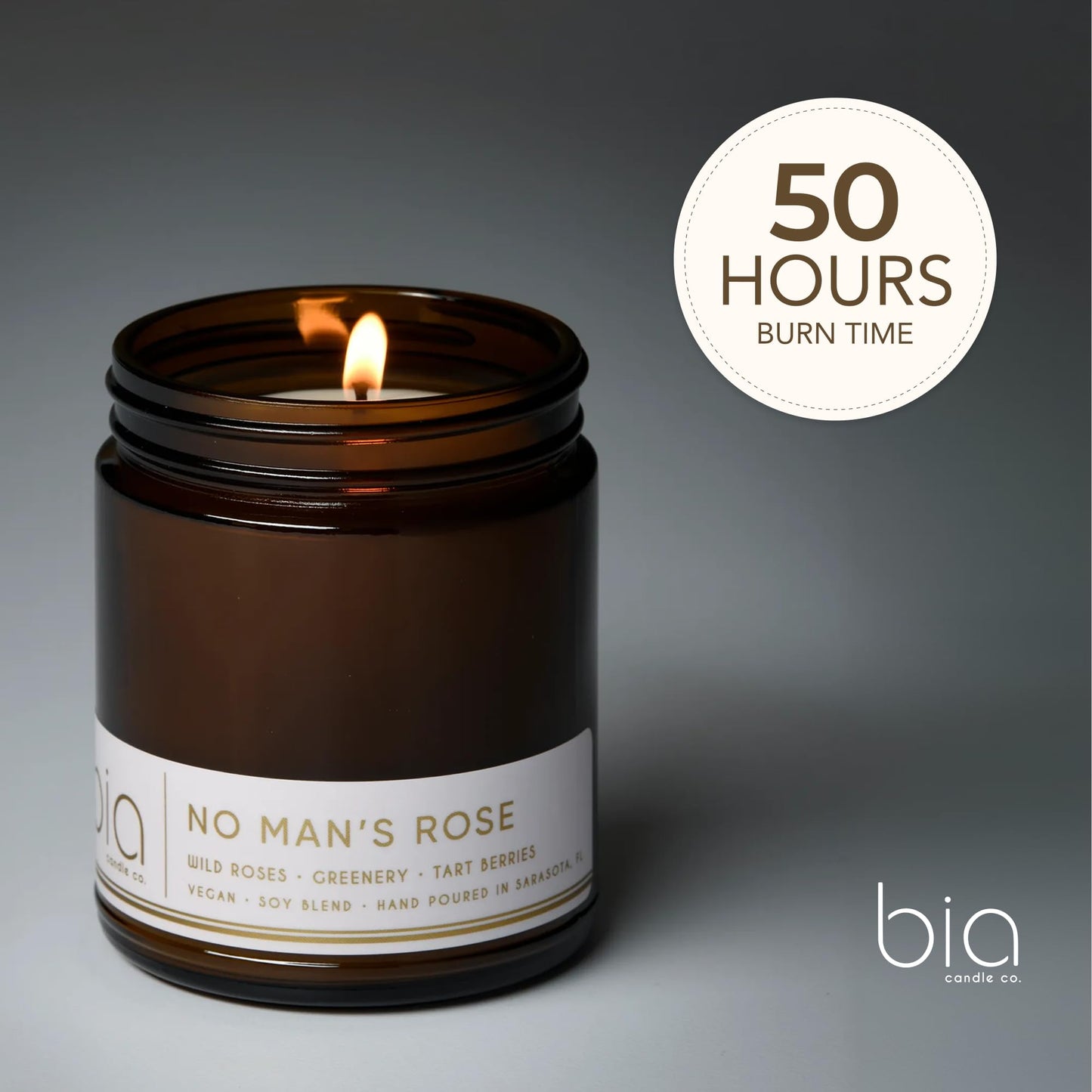 Bia Candle Co. No Man's Rose Candle, Fresh Rose Berry Moss Soy Candle, Green Apple, Perfume-Inspired, Hand Poured USA, High Fragrance Load, Lead-Free Wick, Reusable Glass Jar, Woman-Owned, 7 oz