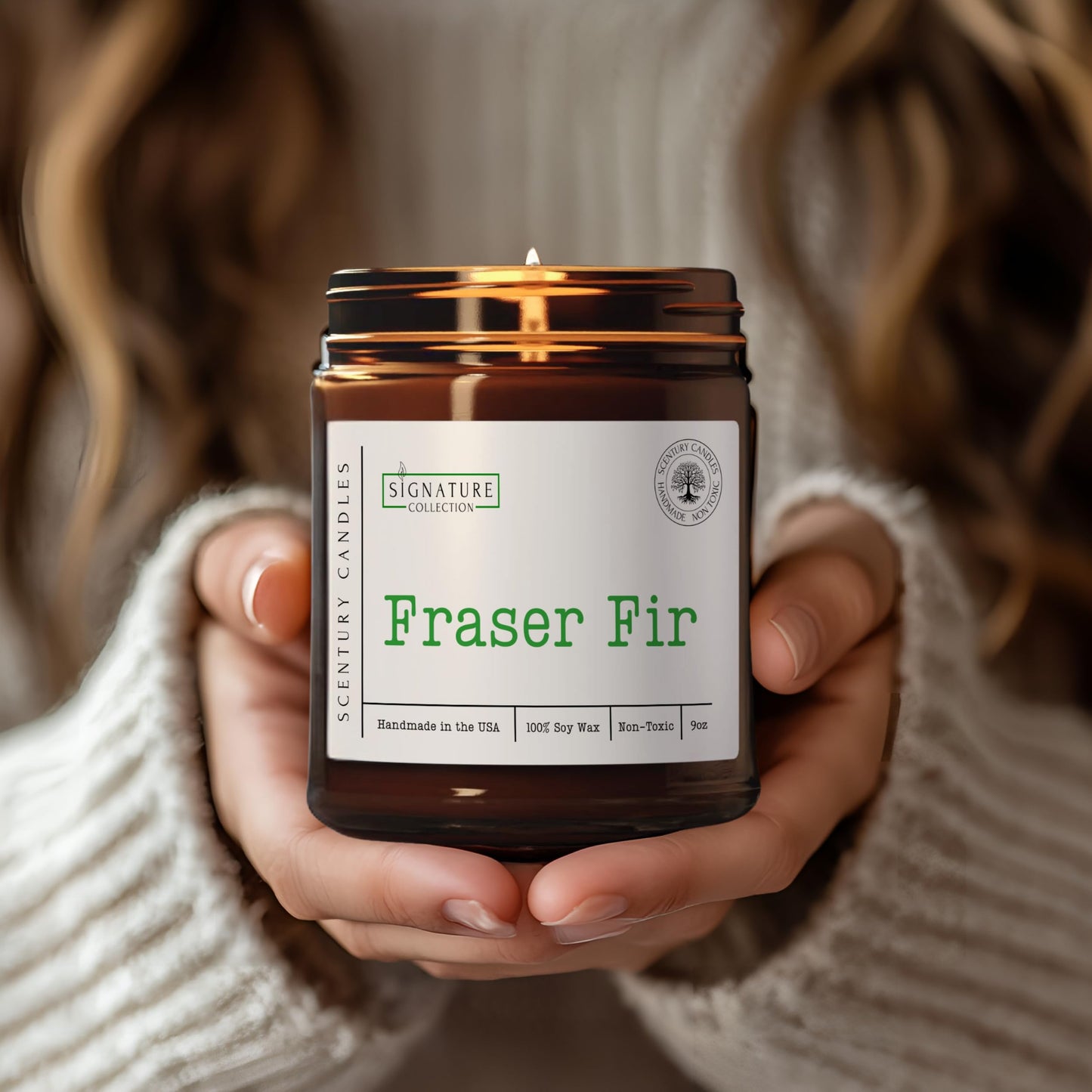 Fraser Fir Pine Scented Candle, Many Scents to Choose from, Christmas Tree Scented, All Natural Non-Toxic Soy Wax, Handmade in the USA (Fraser Fir)
