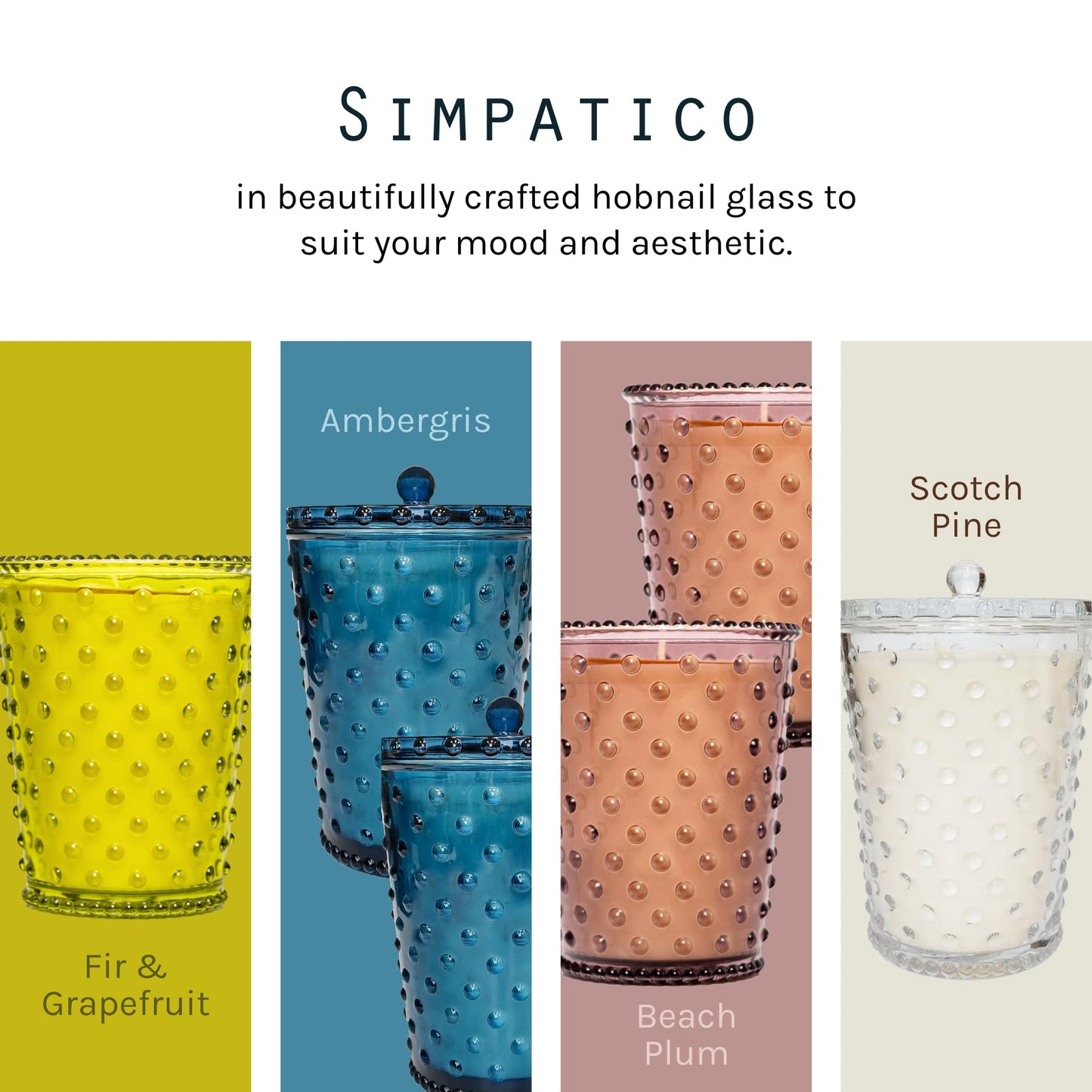 Simpatico No. 17 Fern Hobnail Candle, Crisp Mayapple with Fresh Moss & White Cedar, Pressed Hobnail Glass Jar, 100-Hour Burn Time, Scented Candles for Home, 16 oz