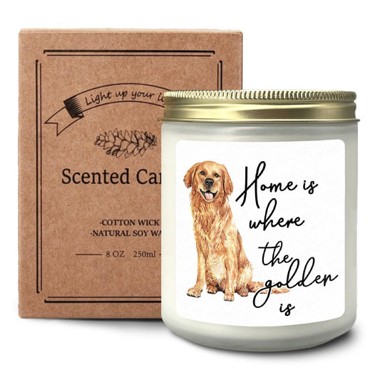 CIOJUNE Golden Retriever Dog Candle Gifts for Women, Gift for Retriever Lovers, Home is Where The Golden is Cedar Scented Candles