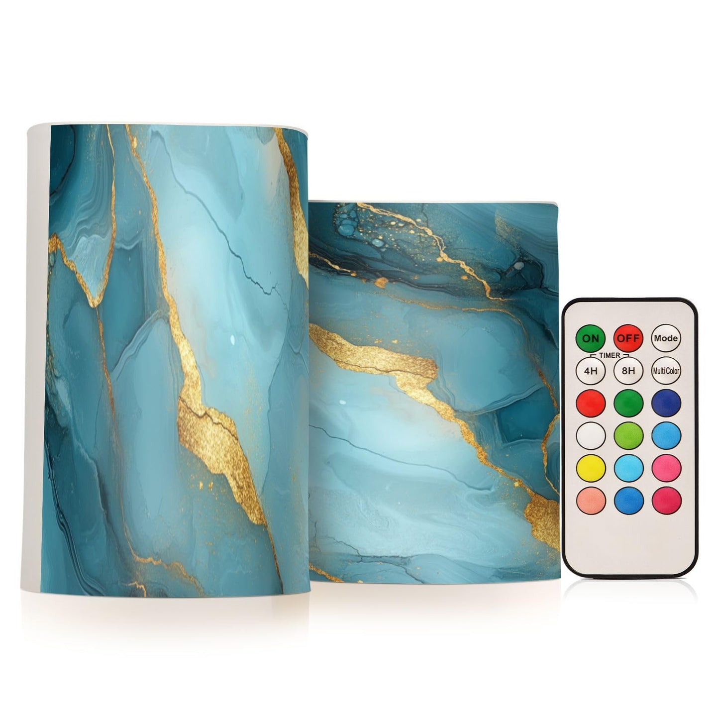 Zathe Flameless Candles Remote Led Candles for Home Decor Marble Grey Turquoise