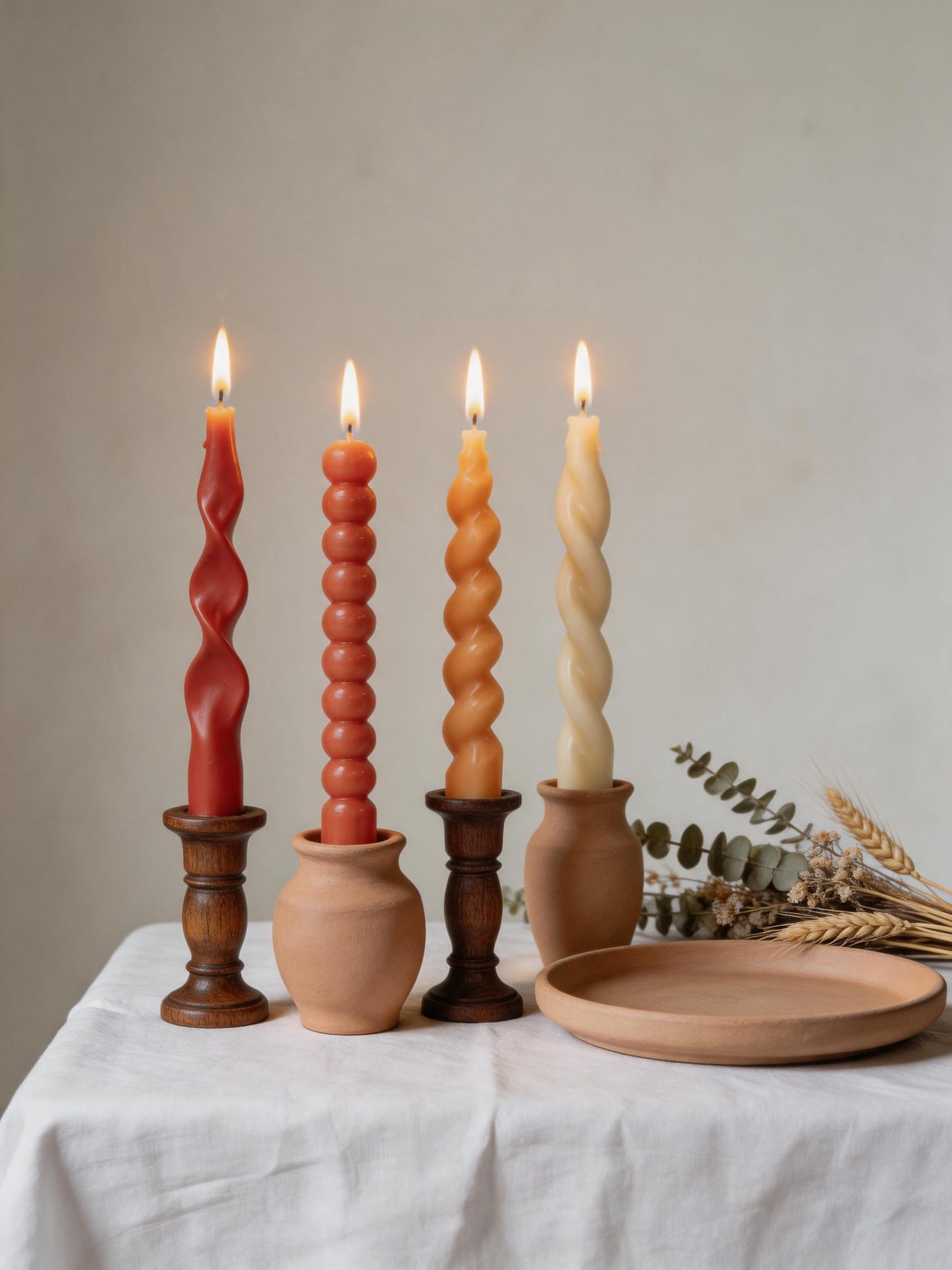 Orange Spiral Taper Candles Short Candle Sticks Unscented Smokeless Twisted Candlesticks for Dinner Party Holiday Fall Halloween and Harvest-7.5inch-12pack