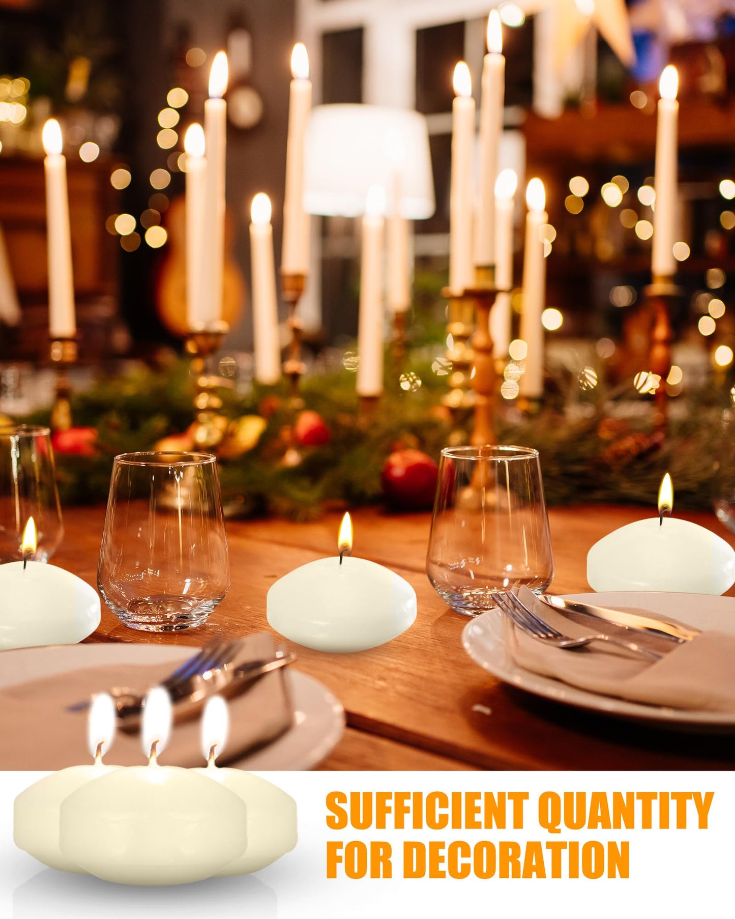 Qunclay 100 Pieces 1.65 Inch Floating Candles Unscented Dripless Tealight Candles Home Decorations Cute Elegant Centerpieces at Wedding for Vases Party Accessories (Beige)