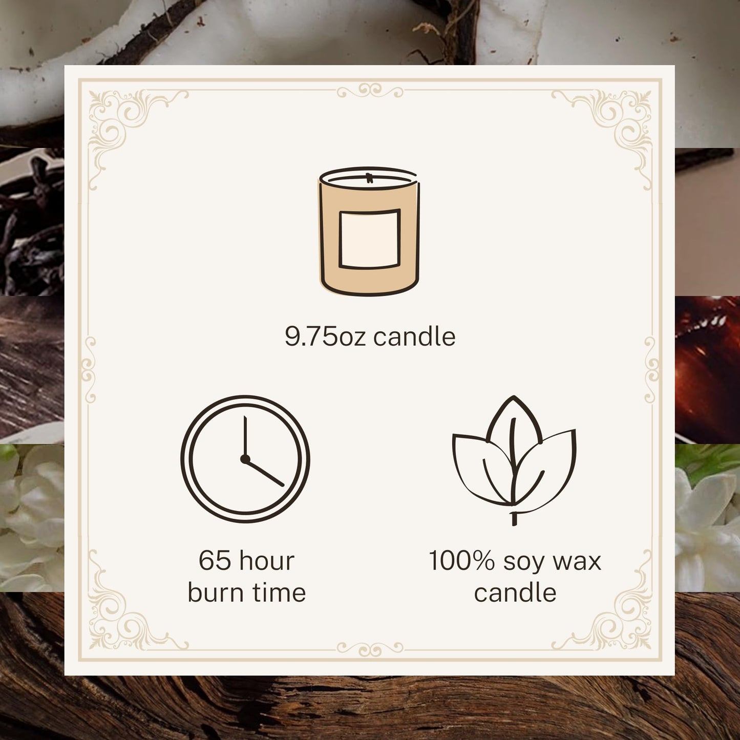 Hotel Lobby Island Candle – Luxury Hand-Poured 9.75oz 100% Soy Wax with Coconut, Vanilla, Rum, Jasmine, and Sandalwood – Paraffin-Free, Infused with Essential Oils, 65-Hour Clean Non-Toxic Burn