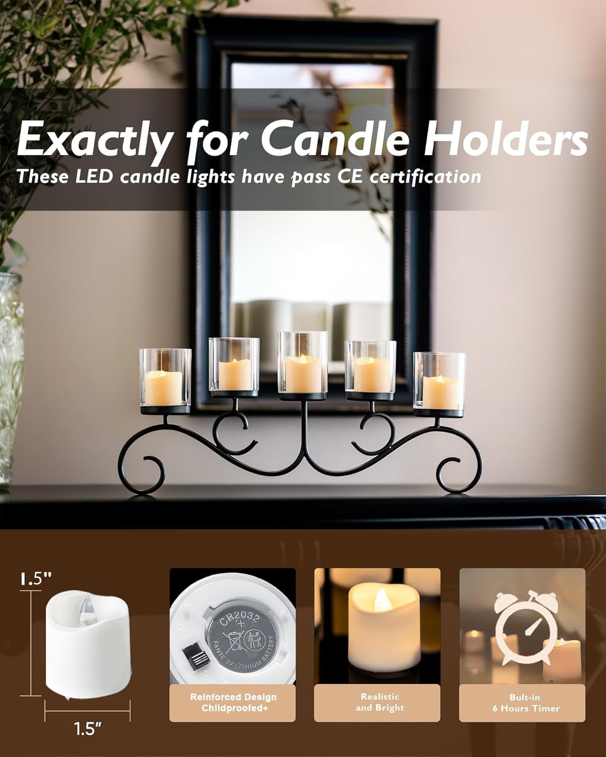 Homemory 12Pack Timer Flameless LED Votive Candles, Long Lasting Battery Operated Tea Light with Timers, 6 Hours On and 18 Hours Off Cycle Automatically for Wedding, Table Decorations (Warm White)