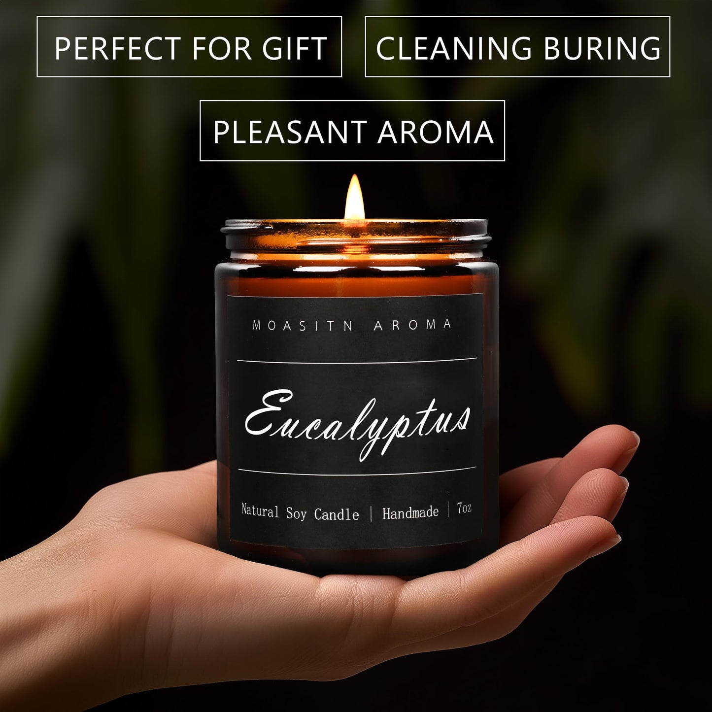 MOASITN Eucalyptus Heavenly Scented Candles for Home| Natural Soy Aromatherapy Candle| Handmade Long Lasting Jar Candel| Women,Men Gift for Relaxing,Housewarming,Birthday,Meditation,Bath| 7oz