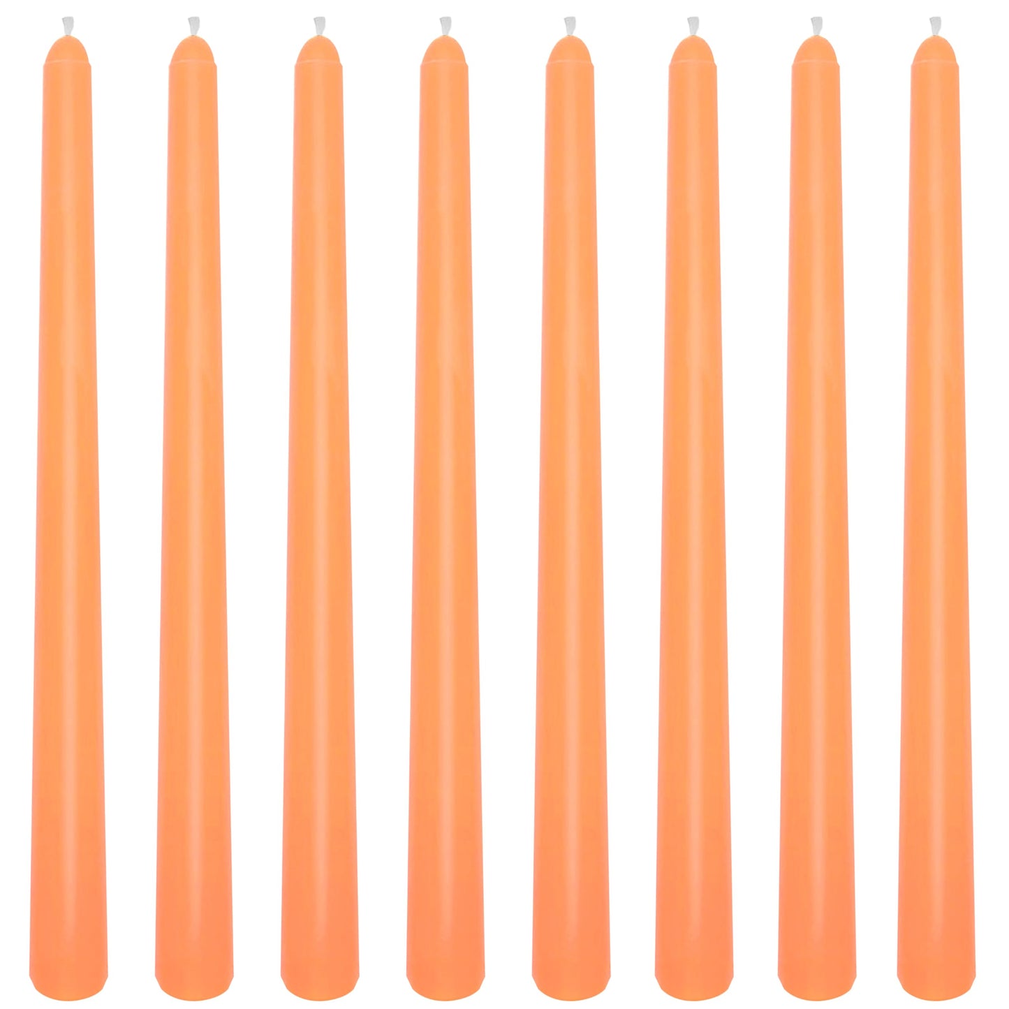 8 Pack 10 Inch Orange Smooth Taper Candle Set, 7/8 Inch Unscented Driples Candlesticks for Home Decoration, 6-7 Hours Burn