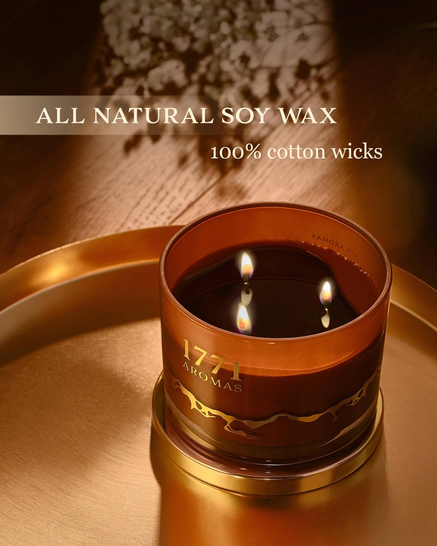 1771 Aromas Coffee Scented Candles - 100% Natural Soy Wax - Large 3 Wick Jar Candle - Up to 50 Hours Burning Time - Candles for Home - Gift-Ready Candle for Men & Women - Aromatherapy Candles